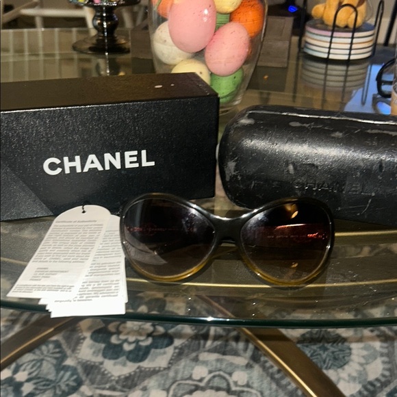 CHANEL Accessories - Chanel Black and Brown Oversized Sunglasses with box & case